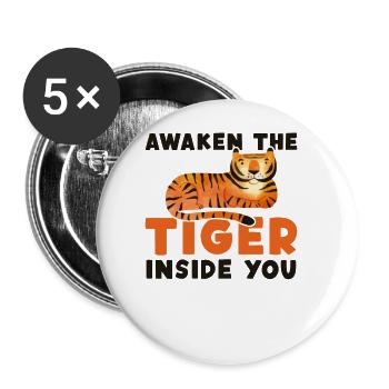Awaken The Tiger Inside You King Tiger - Buttons large 2.2''/56 mm (5-pack) - white - Front