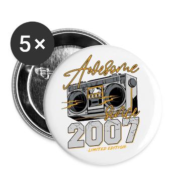 2007 Retro Vintage Jahrgang Geburtstag Geschenk - Buttons groß 56 mm (5er Pack) - Weiß - Vorne