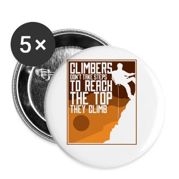 Climbers Don't Take Steps Speedklettern Kraxler - Buttons groß 56 mm (5er Pack) - Weiß - Vorne