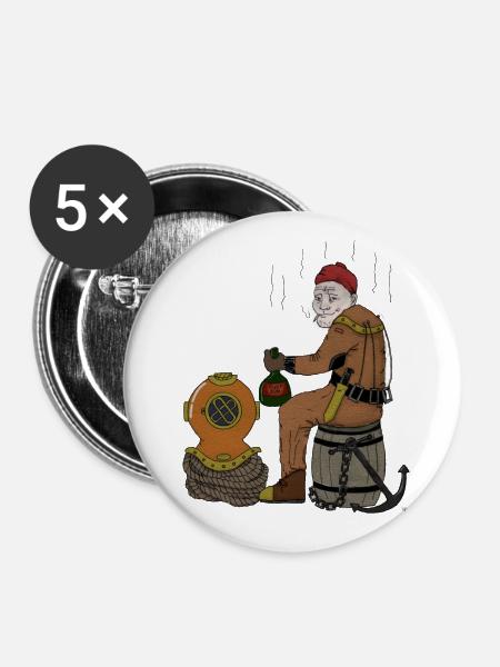 Taucher - Buttons groß 56 mm (5er Pack) - Weiß