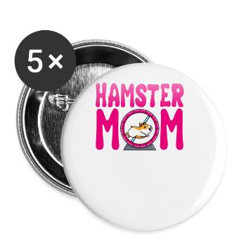 Hamster Mom Feldhamster Goldhamster Zwerghamster - Buttons groß 56 mm (5er Pack) - Weiß - Vorne