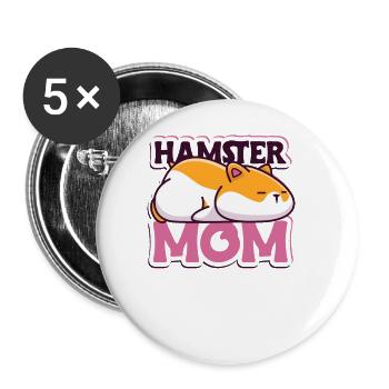 Hamster Mom Goldhamster Zwerghamster Feldhamster - Buttons groß 56 mm (5er Pack) - Weiß - Vorne