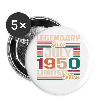 Juillet 1950 Anniversaire Juillet 1950 Juillet Millésime - Lot de 5 grands badges (56 mm) - blanc - Devant