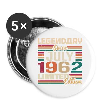 July 1962 Anniversary July 1962 July Year - Buttons large 2.2''/56 mm (5-pack) - white - Front