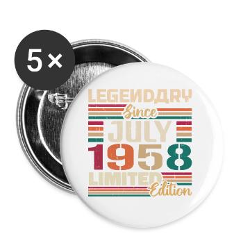 July 1958 Anniversary July 1958 July Year - Buttons large 2.2''/56 mm (5-pack) - white - Front