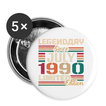 July 1990 Anniversary July 1990 July Year - Buttons large 2.2''/56 mm (5-pack) - white - Front