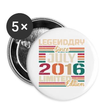 Juillet 2016 Anniversaire Juillet 2016 Juillet Millésime - Lot de 5 grands badges (56 mm) - blanc - Devant