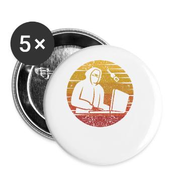 Retro Social Engineering Phishing Sniffer Grey - Buttons large 2.2''/56 mm (5-pack) - white - Front