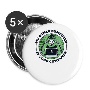 Mon autre ordinateur est votre hameçonnage informatique - Lot de 5 grands badges (56 mm) - blanc - Devant