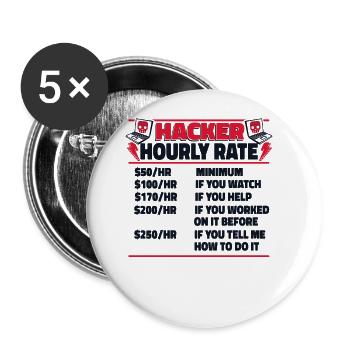 Hacker Horaire Sniffer Social Engineering - Lot de 5 grands badges (56 mm) - blanc - Devant