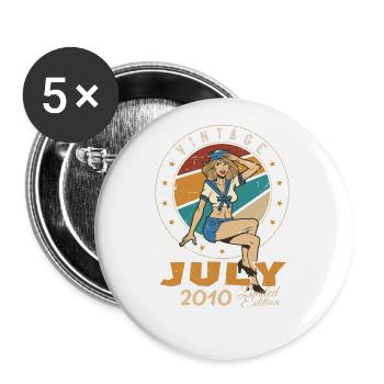 Juli 2010 Juli Geburtstagsgeschenk Juli 2010 - Buttons groß 56 mm (5er Pack) - Weiß - Vorne