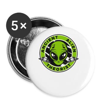 Ancien théoricien extraterrestre Conspiration OVNI - Lot de 5 grands badges (56 mm) - blanc - Devant