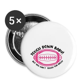 We Are Going To Have A Baby Ankündigung - Buttons groß 56 mm (5er Pack) - Weiß - Vorne