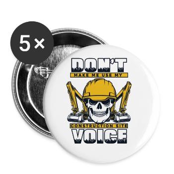 My Construction Site Voice Excavator Seilbagger - Buttons groß 56 mm (5er Pack) - Weiß - Vorne
