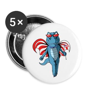 Süßer Dinosaurier US-Flagge - Buttons groß 56 mm (5er Pack) - Weiß - Vorne