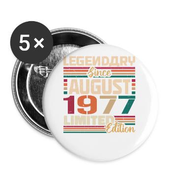 1977 August Geburtstag Legende August 1977 - Buttons groß 56 mm (5er Pack) - Weiß - Vorne