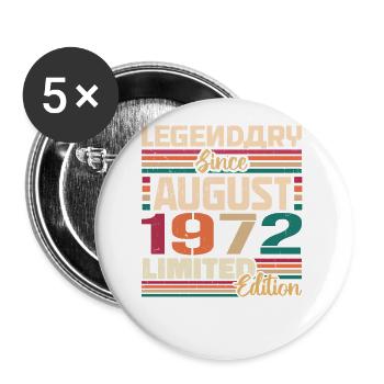 1972 Août Légende de l’anniversaire Août 1972 - Lot de 5 grands badges (56 mm) - blanc - Devant