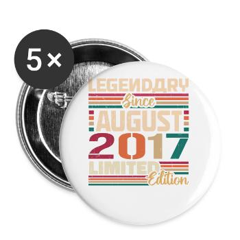 2017 août anniversaire légende août 2017 - Lot de 5 grands badges (56 mm) - blanc - Devant