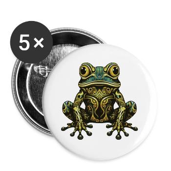 Frosch Portrait - Buttons groß 56 mm (5er Pack) - Weiß - Vorne