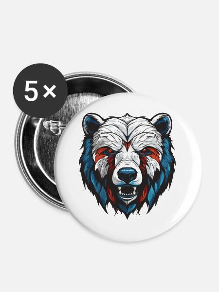 Eisbär Portrait Polar bär - Buttons groß 56 mm (5er Pack) - Weiß