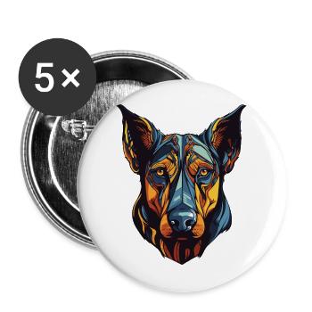 Doberman Dog Portrait - Buttons large 2.2''/56 mm (5-pack) - white - Front