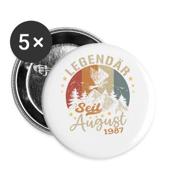 Legendär seit August 1987 Geburtstag Geschenk - Buttons groß 56 mm (5er Pack) - Weiß - Vorne