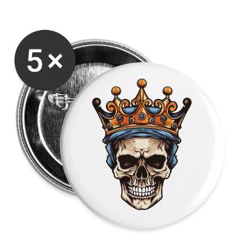Couronne du Roi Crâne - Lot de 5 grands badges (56 mm) - blanc - Devant