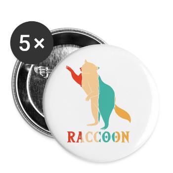 Retro Trash Panda Friend Queen Lover Raccoon - Buttons large 2.2''/56 mm (5-pack) - white - Front