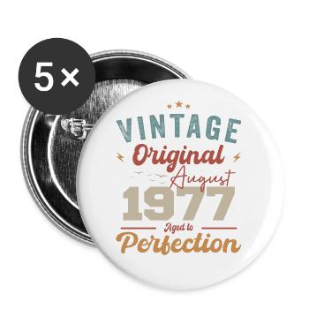 August 1977 Vintage Jahrgang Geburtstag Retro - Buttons groß 56 mm (5er Pack) - Weiß - Vorne