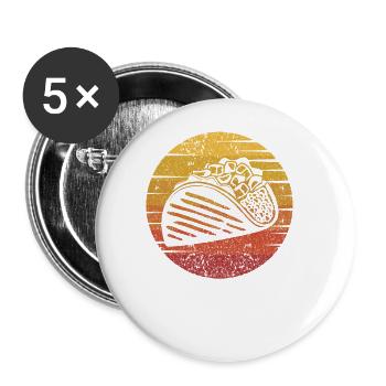 Retro Al Pastor Gewürz Hartschalen-Taco-Liebhaber - Buttons groß 56 mm (5er Pack) - Weiß - Vorne