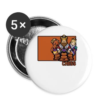 Chess Doodle Chinesischer Hanzi-Dame-Spieler - Buttons groß 56 mm (5er Pack) - Weiß - Vorne