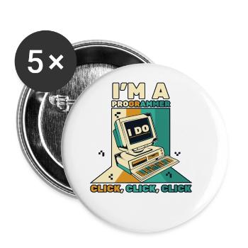 I'm A Programmer Click Softwareingenieur Coder - Buttons groß 56 mm (5er Pack) - Weiß - Vorne