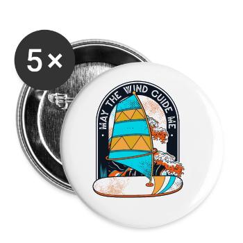 May The Wind Guide me Surfer Wassersport - Buttons groß 56 mm (5er Pack) - Weiß - Vorne