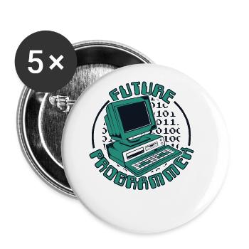Futur programmeur Ingénieur logiciel Développeur - Lot de 5 grands badges (56 mm) - blanc - Devant