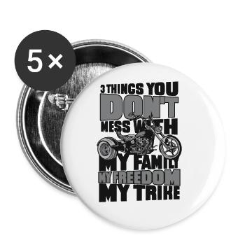 My Family My Freedom My Trike Trikebike - Buttons large 2.2''/56 mm (5-pack) - white - Front