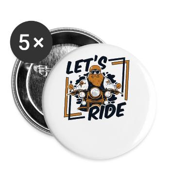 Let's Ride Trikebike Tricycle Motorcycle - Buttons large 2.2''/56 mm (5-pack) - white - Front