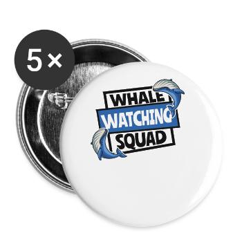 Whale Watching Squad Blue Beluga Cetacea Whale - Buttons large 2.2''/56 mm (5-pack) - white - Front