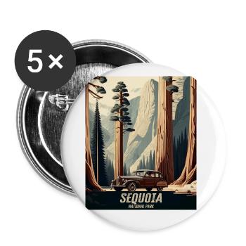 Vintage Sequoia National Park Retro Road Trip Art - Buttons large 2.2''/56 mm (5-pack) - white - Front