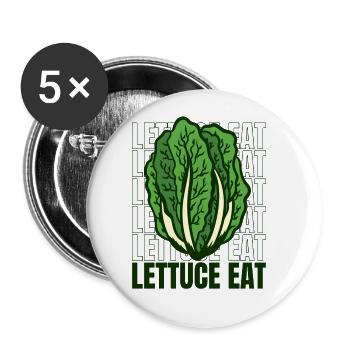 Salat Essen Vegan Vegan Pflanzlich Vegetarisch - Buttons groß 56 mm (5er Pack) - Weiß - Vorne