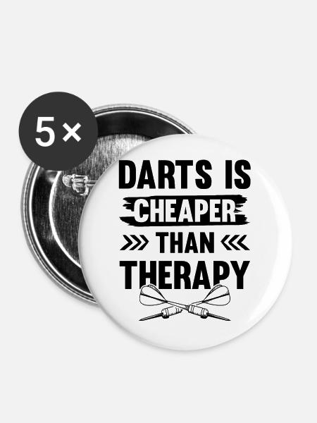 darts therapie - Buttons groß 56 mm (5er Pack) - Weiß