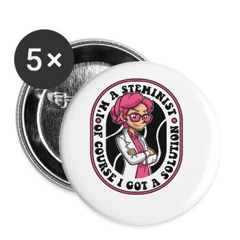 Of Course I Got A Solution Scientist STEM - Buttons large 2.2''/56 mm (5-pack) - white - Front