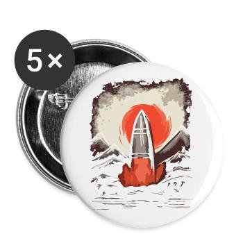 Japanese Red Sun: Launch of a rocket - Buttons large 2.2''/56 mm (5-pack) - white - Front