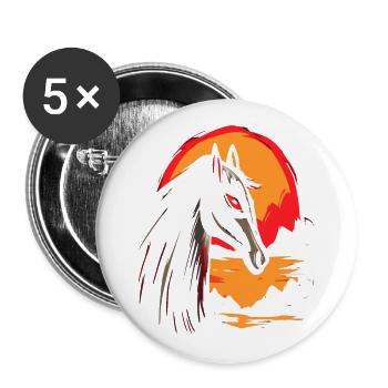 Japanische Rote Sonne: Ein Dunkles Pferd - Buttons groß 56 mm (5er Pack) - Weiß - Vorne