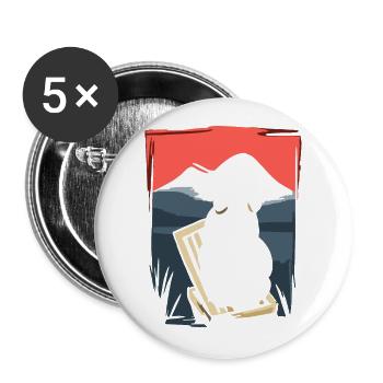 Japanische Rote Sonne: Chillender Panda - Buttons groß 56 mm (5er Pack) - Weiß - Vorne