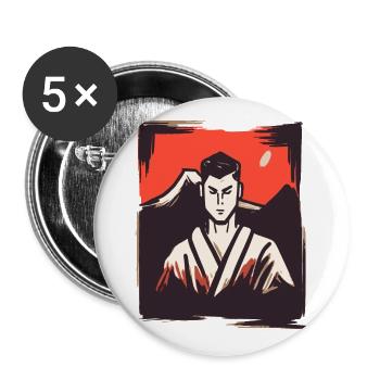 Japanische Rote Sonne: Kampfkunst Karate - Buttons groß 56 mm (5er Pack) - Weiß - Vorne