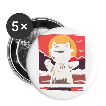 Japan's Red Sun: Funky Hip-Hop Rap Cat - Buttons large 2.2''/56 mm (5-pack) - white - Front