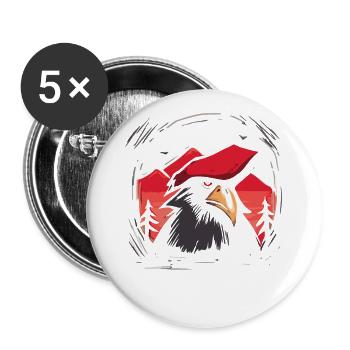 Soleil rouge japonais : Perroquet pirate cool - Lot de 5 grands badges (56 mm) - blanc - Devant