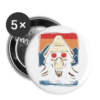Soleil rouge japonais : Crâne de démon intérieur - Lot de 5 grands badges (56 mm) - blanc - Devant