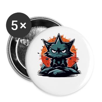 Eine wütende Stern Katze - Buttons groß 56 mm (5er Pack) - Weiß - Vorne