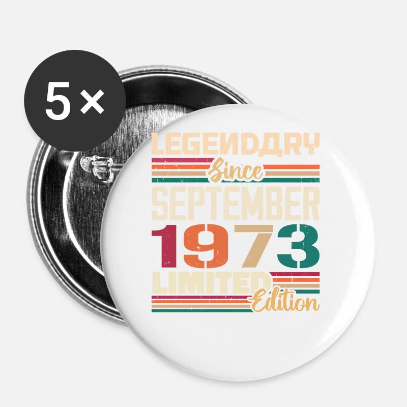 September 1973 Jubilee 1973 September Gift - Buttons large 2.2''/56 mm (5-pack) - white
